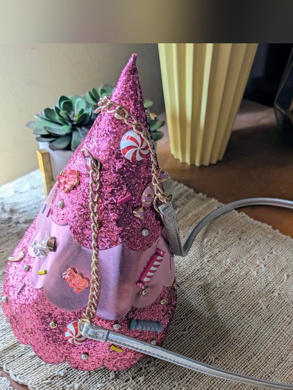 Betsey Johnson Kitsch Candy Tree Zipper Closure Crossbody Bag in Pink